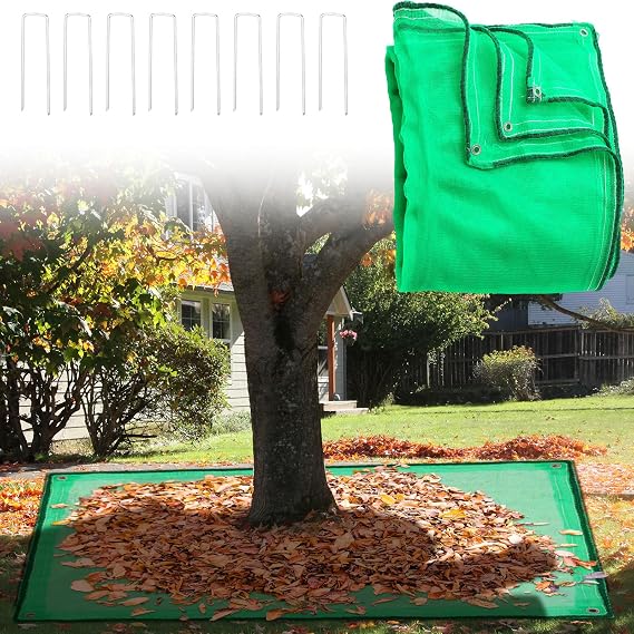 16 x 20 ft Leaf Collection Net with Stakes Easy to Use Reusable Leaf Collection System Durable Yard Accessory for Collecting Leaves for Pool Pond Netting Cover Fruit Nut Trees