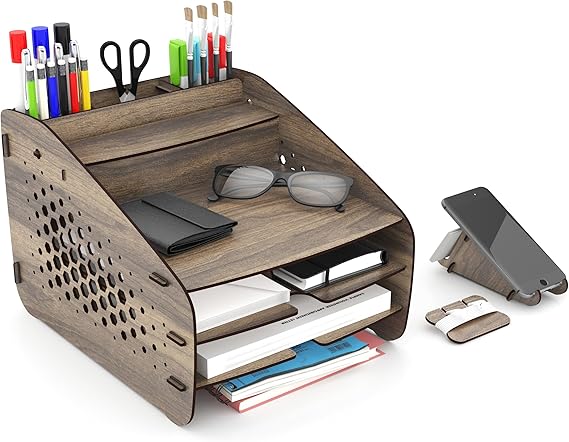 Medium Hexa Masaüstü Organizer Ceviz