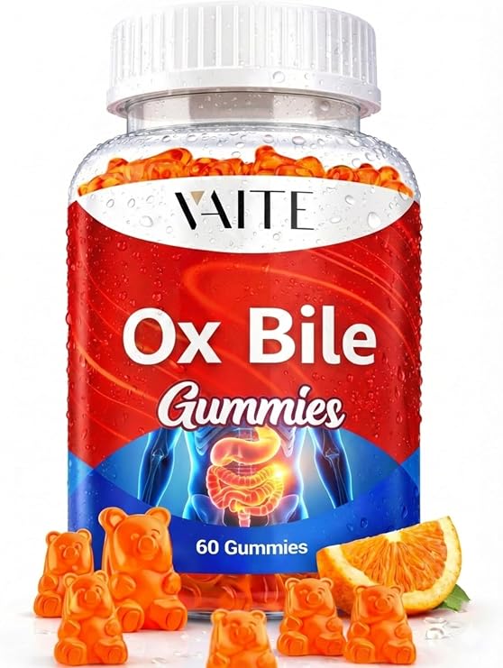 VAITE Ox Bile Gummies 500mg Digestive Support for Gallbladder & Gut Health Non-GMO, Sugar-Free Supplement Helps Nutrient Absorption & Bile Flow 60 Easy-to-Chew Bile Acid Chewables