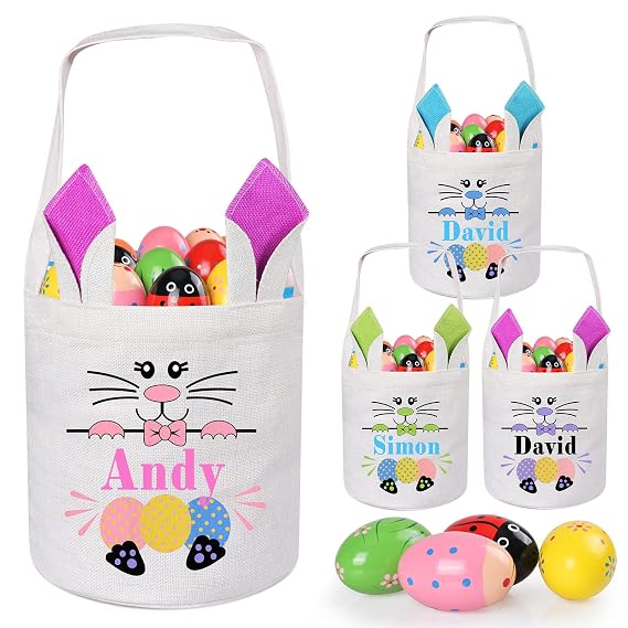 Personalized Easter Baskets for Boys Girls, Jocidea 1 Pack Customized Easter Basket Personalized Easter Gifts Easter Basket Stuffers for Boys & Gilrs - Easter Toys for Kids Easter Baskets Bulk - Pink