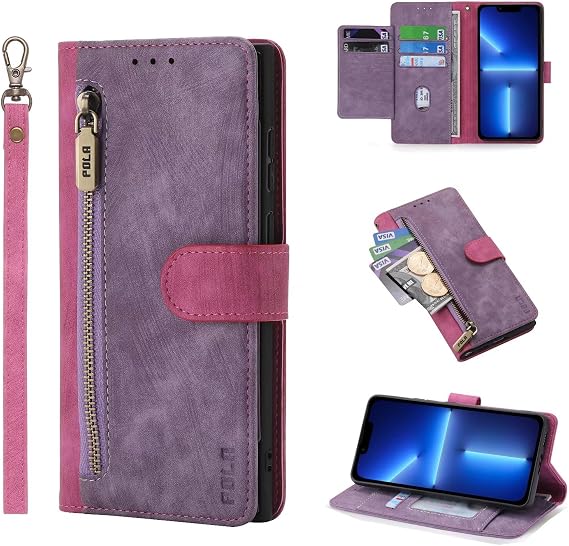 Applicable OPPO Reno 8T 5G / OPPO A1 Pro 5G Case Notebook Type Luxury PU Leather Wallet Type Cover Folio Case Tando Function Card Pocket Storage Case Stylish Zipper Type Coin Purse Full