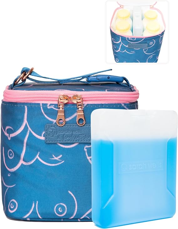 Sarah Wells Cold Gold Breastmilk Cooler with Ice Pack (Blue Pattern)