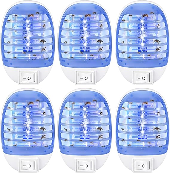 6 Pack Bug Zapper Indoor, Electronic Fly Trap Insect Killer, Fly Trap for Indoors, Plug in Bug Zappers Mosquitoes Killer Mosquito Zapper with Blue Lights for Home, Kitchen, Office, Bedroom