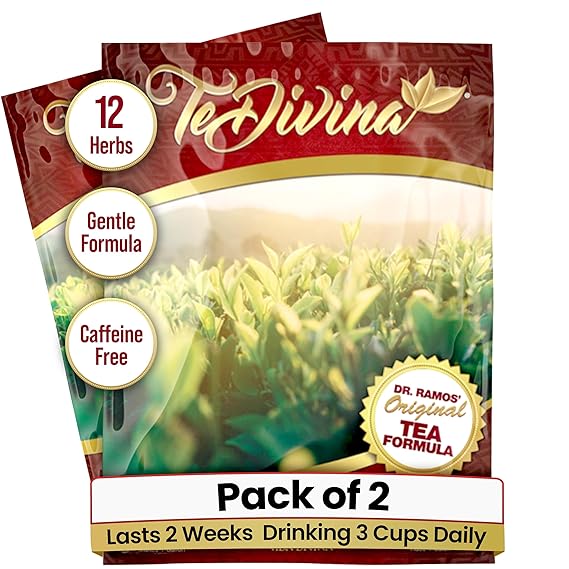 Te Divina | Pack of 2 | Natural Detox Tea for 84 days | Herbal Tea for Weight Loss, Belly Fat & Colon Cleanse Support | Bloating Relief, Energy & Digestion | Siberian Chaga, Ganoderma, Chamomile, Ginger | Te Herbal Para Bajar de Peso Rapido