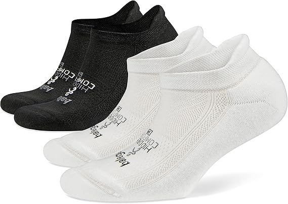 Balega Hidden Comfort No-show, Heel Tab, Running Socks for Men and Women 2 Pairs, White & Black
