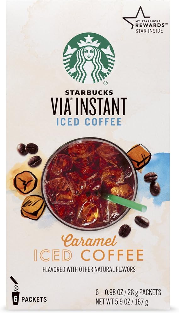 Starbucks VIA Instant Coffee Flavored Packets Caramel Iced 1 box (6 packets)