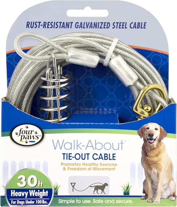Four Paws Heavy Weight Tie Out Cable Silver 30 Feet