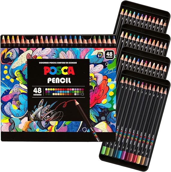 POSCA Colored Pencils, Soft Core, 48 Count