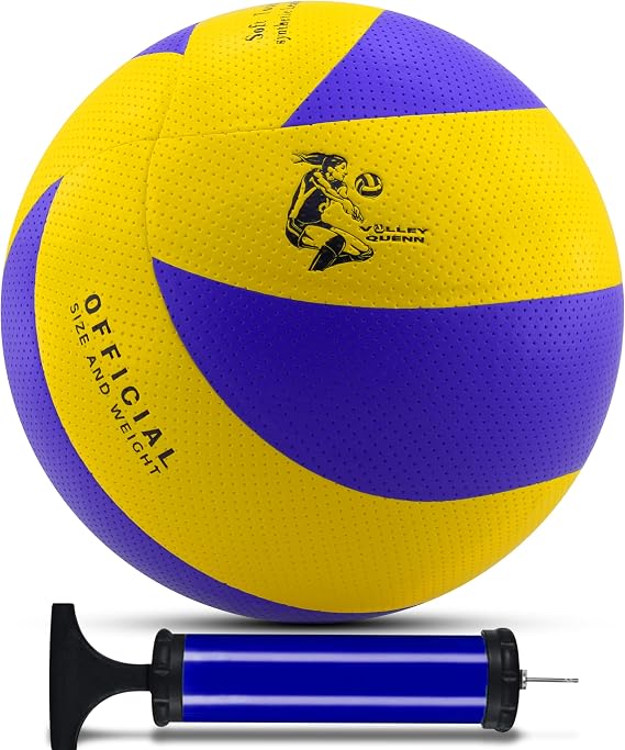 Telvesse Bonding Volleyball Ball Pump Set Soft Touch Indoor-Outdoor Suitable 8 Panel Blue 280 Gram