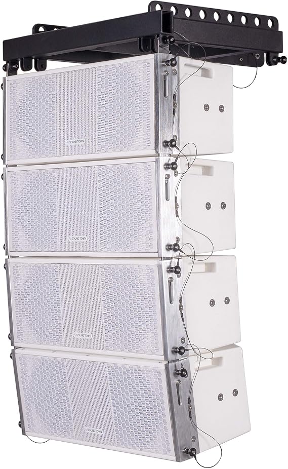 Sound Town ZETHUS Series Line Array Speaker System with Four White Compact 2 X 8-inch Line Array Speakers, White