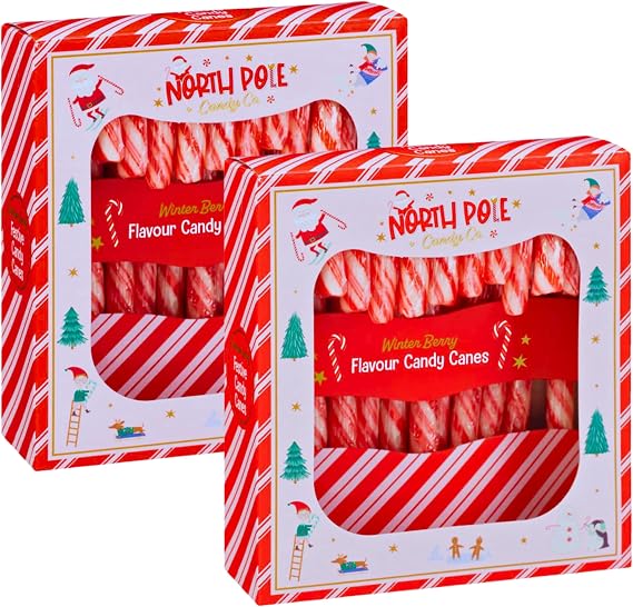 Assorted Flavour Christmas Candy Canes 24 Pieces, 260g | Christmas Sweets | Christmas Eve Box Fillers For Kids - Stocking Fillers Women Teenage Boys Men (Winter Berry)