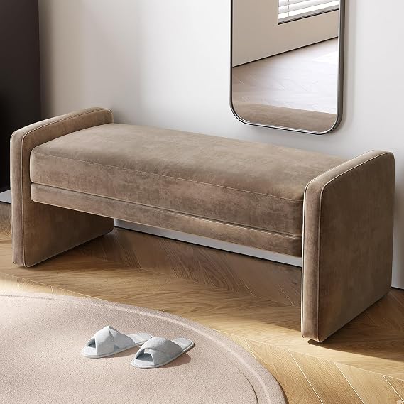 Upholstered Bench for Bedroom End of Bed,46-inch Entryway Bench for Living Room,Dining Bench with Padded Seat for Kitchen Bedroom,Indoor and Hallway (46-inch)