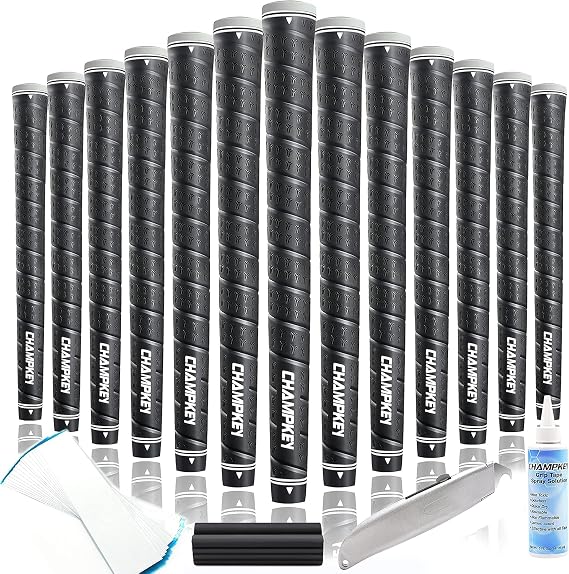 CHAMPKEY WRAP-Y Rubber Golf Grips 13 Pack Come with All Repair Kits - High Feedback and Traction Golf Club Grips