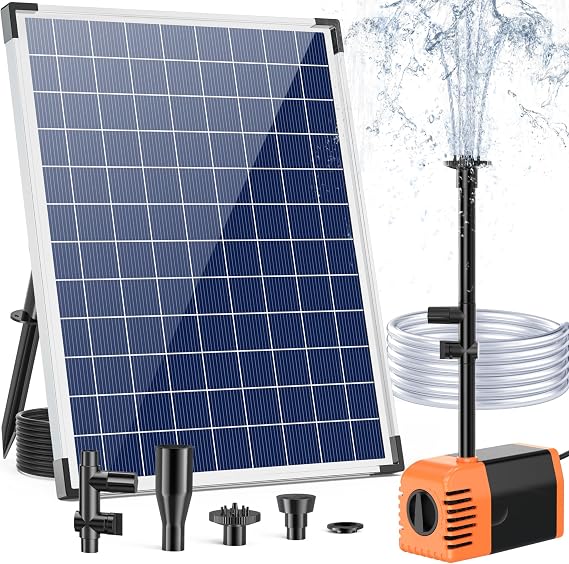 Antfraer 25W Solar Fountain Pump, Solar Water Pump 320GPH Flow Adjustable, Solar Powered Water Pump with 16.5Ft Cord Length for Small Pond, Fish Pond Bird Bath Garden Waterfall Hydroponics