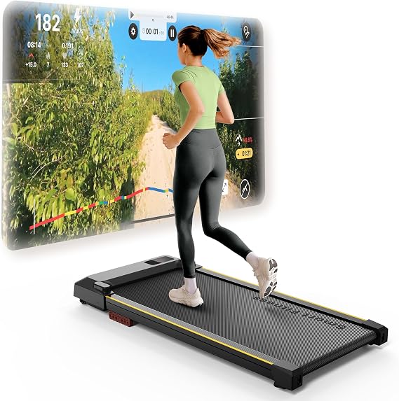 UREVO Smart Walking Pad, Compact Under Desk Treadmill with Double Shock Absorption, Quiet Operation, Workout APP with Track Insights and MIIT Mode, Plug and Play, Remote or APP Control for Home Office
