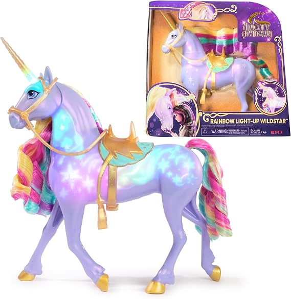 Unicorn Academy Unicorn Wildstar - with Rainbow Light, Sound and Music, Removable Bridle and Saddle