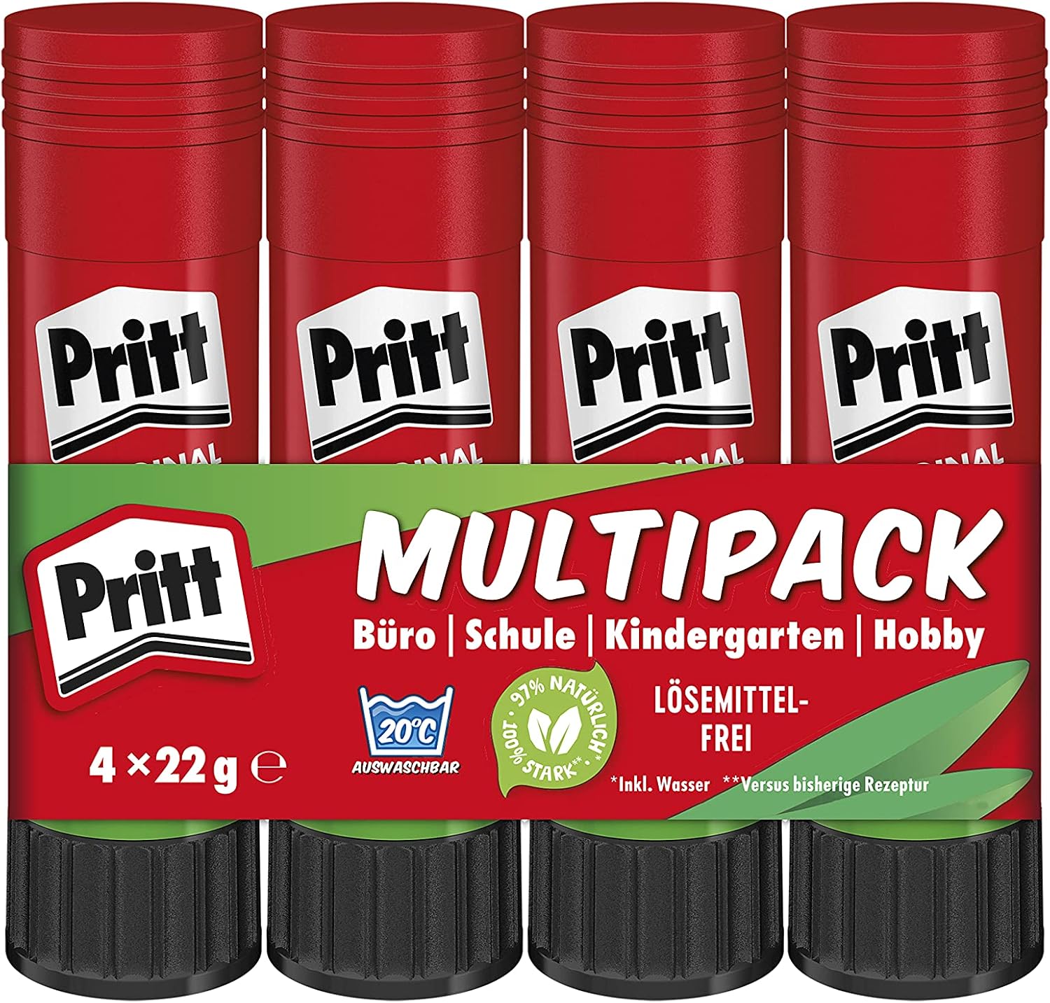 Pritt Glue Stick Safe and Child-friendly Craft Glue for Arts and Crafts Strong Adhesive for School and Office Supplies 4 x 22 g Pritt Stick