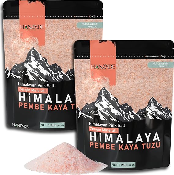 Hanzade Bitkisel Pembe Himalaya Tuzu Toz 2 Kg Öğütülmüş Sofralık