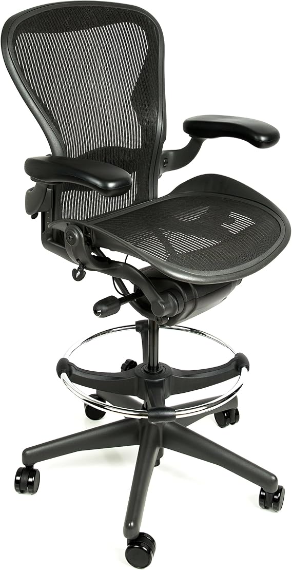 Herman Miller Aeron Drafting Stool Size C with After Market Drafting Ring