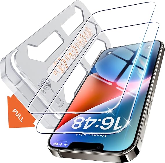 Tentoki for iPhone 13/13 Pro/14/16e/17e Screen Protector, HD Clear | 2 Pack for 1:1 Full Coverage Tempered Glass, 9H+ Military-Grade Protection, Auto Dust Elimination, No Bubbles, 6.1-Inch