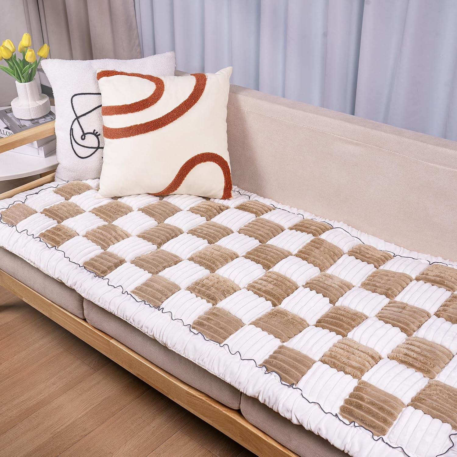 Dog Couch Cover Protector, Dog Bed Mat for Couch Washable Pet Bed Cover, Large Dog Blanket Pet Friendly Sofa Cover, Light Coffee, 27  70 '