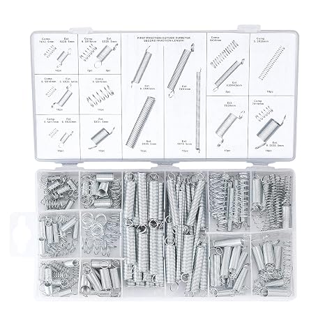 200 Pieces Tension Springs Assortment,Trampoline Springs assortment | Compression SpringsAssorted Extension Spring Kit, Metal Spiral Extended Compressed Spring Set with Storage Case