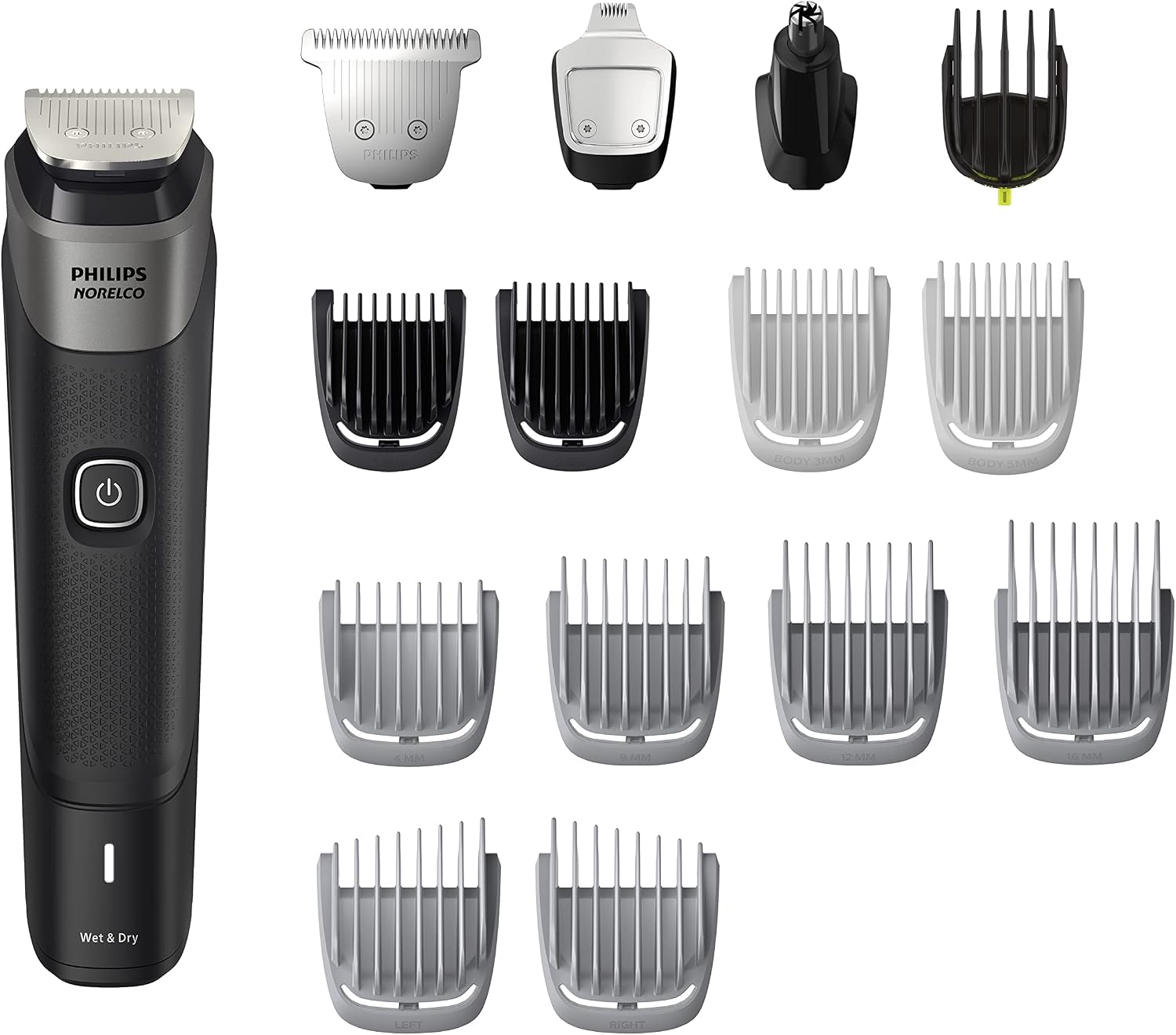 Philips Norelco Multigroom Series 5000 18 Pieces, Beard Face, Hair, Body and Intimate Hair Clipper for Men - NO KNIFE OIL MG5910/49