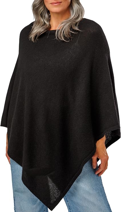 Fishers Finery Women's 100% Cashmere Knit Poncho