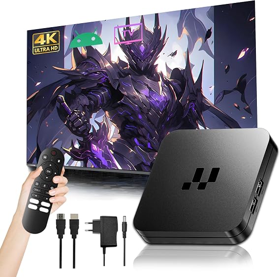 2026 Y1 Android TV Box, 4K Ultra HD Smart Box for TV, Android 16.0 Internet Channel Box TV Device, S905 Chip, 2.4GHz+5GHz Dual WiFi, USB 2.0, Compact & Powerful (Bluetooth Voice Remote Control)