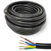 5 Way Trailer Wire Heavy Duty 14 AWG/Gauge CCA 5 Conductor Wire RV Trailer Tow Campers Cable Cord Insulated Stranded Copper Clad Aluminum Conductor Flexible Color-Coded DOT SAE Approved (50 FT ROLL)