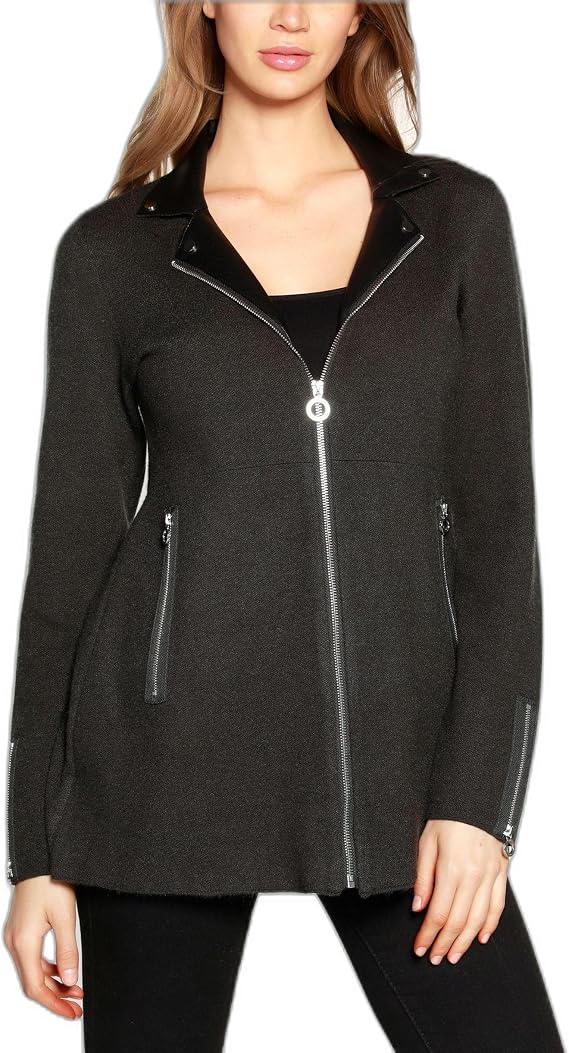 Belldini Black Label Petite Jacket Heather Charcoal, Black PM