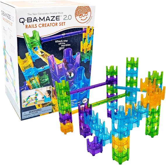 MindWare Q-BA-Maze Rails Creator Set The Next Generation Marble Maze Kids Toys - STEM Marble Run - Recommended for Ages 6+ Educational Gift for Boys and Girls