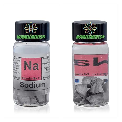 Sodium Metal Element 11 Sample, 99.8% Pure 1 Gram Under Mineral Oil Inside a Labeled Glass Vial...