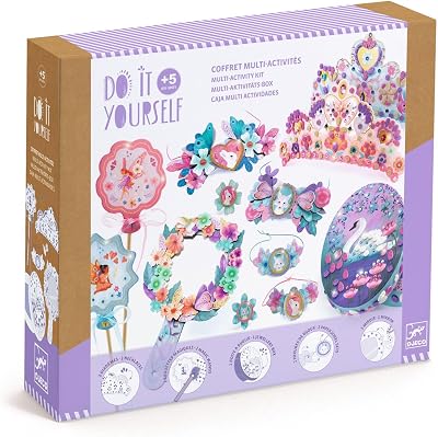 DJECO - Do It Yourself Multi-Activity Kit, Nymphea - Suitable for Kids 5 Years - Designing Custom Jewelry Pieces - Includes 5 Creative Activities