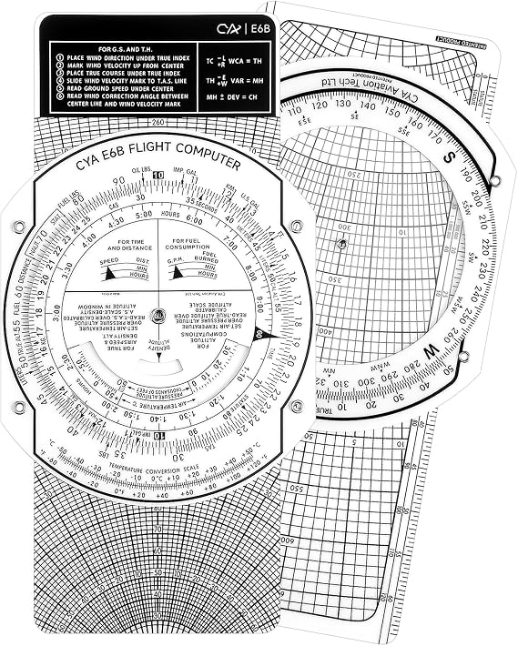 E6B Plastic Flight Computer for Pilots Aviation Flight Computer Calculator Essential Pilot Accessories Aviation Tools for Student Training Bag, Use with IFR VFR Sectional Charts
