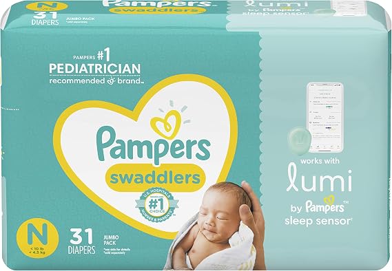Lumi by Pampers, Newborn Diapers, Jumbo - Compatible with Lumi Sleep System (Sold Separately), 31 Count