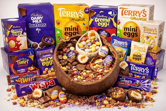 Cadbury Large Chocolate Easter Eggs Chocolate Bulk Buy Bundle - 3 x Randomly Selected Large Chocolate Eggs (182,5g - 202g) Great for Egg Hunt or Easter Gifts for Kids School Office
