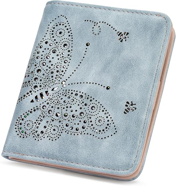 Small Wallet with Zipper RFID Blocking Purses for Women Slim Vegan Leather Wallet Bifold Card Holder Coin Pocket Ladies Purse with ID Window