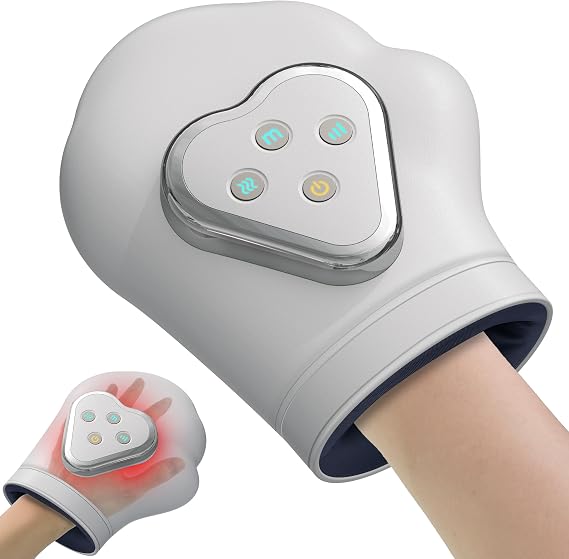 cotsoco Updated Hand Massager with Heat and Compression - Electric Individual Finger Massage for Arthritis, Carpal Tunnel & Pain Relief, Cordless Portable Massager for Wrist & Fingers, Gifts for Mom