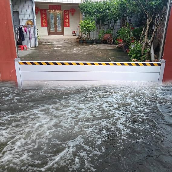 Door Dam Flood Barrier Baffle - Residential Flood Protection, Mobile Aluminum Flooding Water Control Guard Board Plate - Reusable Exterior Basement Flood Barriers Shield for Garage Street(W 3FT/0.91M)