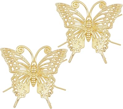 FINGERINSPIRE 2 Pcs Gold Butterfly Sculpture 2.8x2.6x1.4 inch Solid Metal Butterfly Figurine 3D Butterfly Model Ornament Golden Animal Figurines for Home Office Garden Desktop Decor