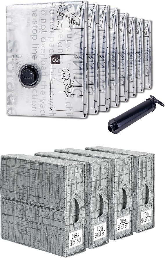 Vacuum Storage Bags and Bed Sheet Organizer