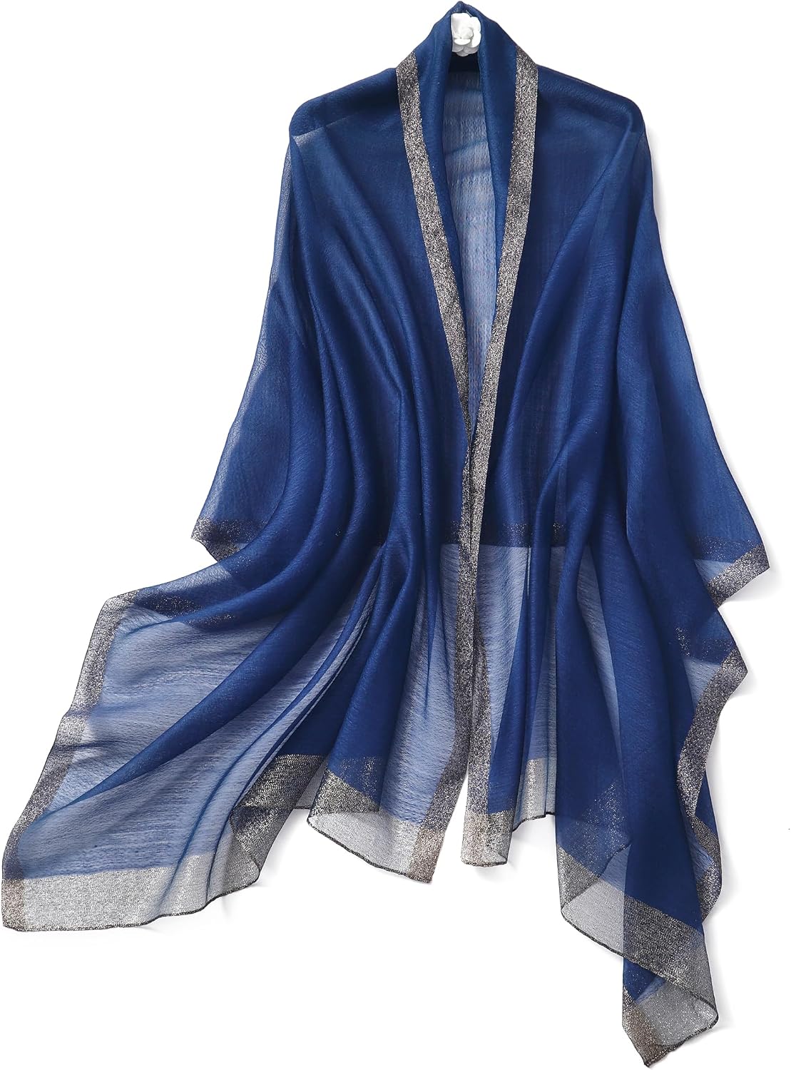 STARWHISPER Womens Gold Trim Silk Scarf Shawl Wrap - Elegant Accessory for Evening Dress - Gift Packaged