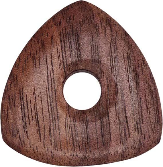 Walnut Wood Guitar Or Bass Pick - 4.0 mm Ultra Heavy Gauge - 346 Contoured Triangle With Grip Hole Shape - Natural Finish Handmade Specialty Exotic Plectrum - 1 Pack