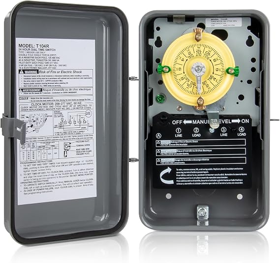 T104R Electromechanical Timer Switch Waterproof Enclosure 40A Pool Timer