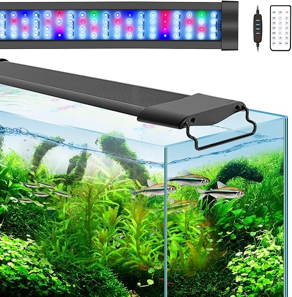 Lominie clamp Aquarium Light, 50W G50-Freshwater Nano Mini Fish Tank Clip on Light, Full Spectrum Dimmable LED Planted Light with Timer for Small Plant Fish Tank Aquarium Lighting [Energy Class G]