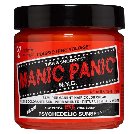 MANIC PANIC Classic Psychedelic Sunset Semi Permanent Hair Color - Neon Orange Hair Dye for Women & Men That Lasts 4-6 Weeks - Vegan, Ammonia & Cruelty-Free - Create & Mix Custom Shades 4oz