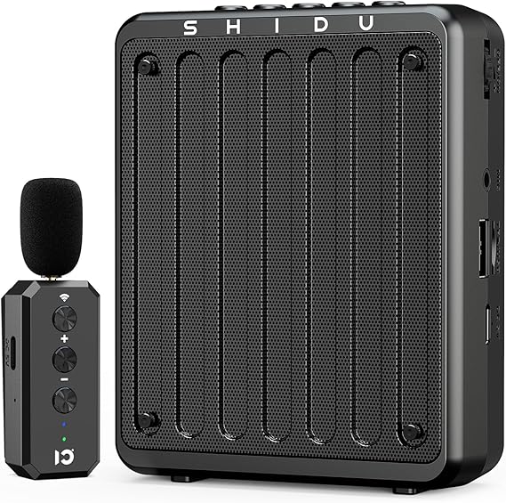 SHIDU 20W Voice Amplifier Wireless Lavalier Microphone Bluetooth | Voice Amplifier for Teachers Portable Microphone with Speaker for Classroom,Speech, Meeting,Yoga,Outdoors