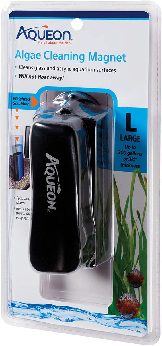 Aqueon Aquarium Algae Scraper, Fish Tank Cleaning Magnet, Large | Magnetic aquarium glass cleaner for glass or acrylic, curved pad cleans flat and curved surfaces