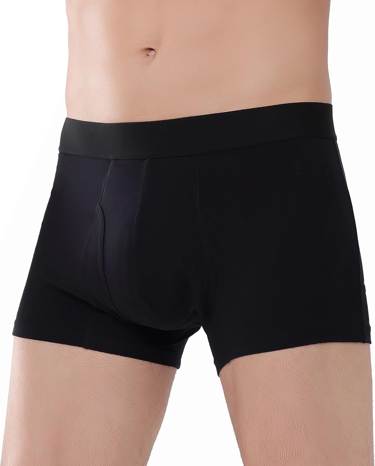 AIRCUTE Men Urine Incontinence Underwear Fly Front Opening Absorbent Leak Proof Boxer Briefs for Leakage Dribbles (Small, Black)